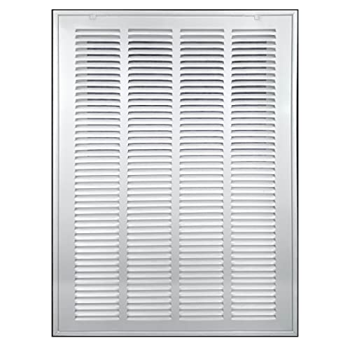 Image of Fits 16x25 Duct Opening | Steel Return Air Filter Grille by Handua [Removable Door] for 1-inch Filters | Vent Cover Grill | White | HVAC Cold Air Intake Grille | Out Dim: 18 5 /8 inchW X 27 5 /8 inchH