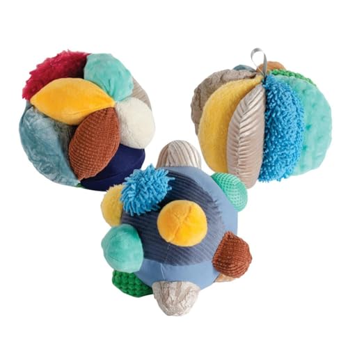 Kaplan Early Learning Knots and Knobs Plush Balls - Set of 3, Sensory Exploration, Fine Motor Development Toys for Babies and Infants Ages Birth+