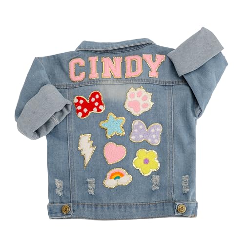 Personalized Kids Denim Patch Jacket with Name Custom Name Jean Jacket Long Sleeve Jean Jacket for Boys Girl