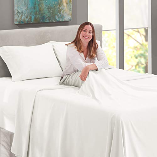 Image of Nestl Full Bed Sheet Set - White - 4-Piece Extra Deep Pocket | Instantly Soft, Night-One Ready (No Wash Required). Fits Extra Deep Pockets up to 24 Inches, 360-Degree Elastic Grip