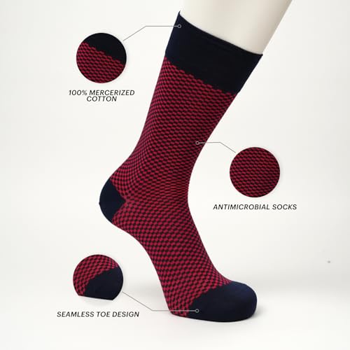 Image of Theater Men's Classic Check Socks | Premium Mercerized Cotton | Soft & Breathable | Luxury Formal & Office Wear