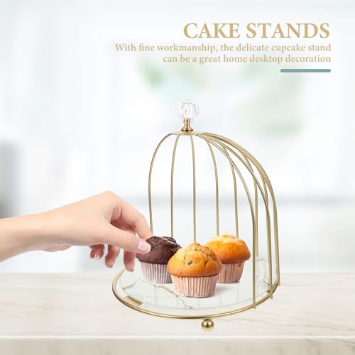 Support à cupcake doré en verre élégant cage à oiseaux pour buffets raffinés - 6