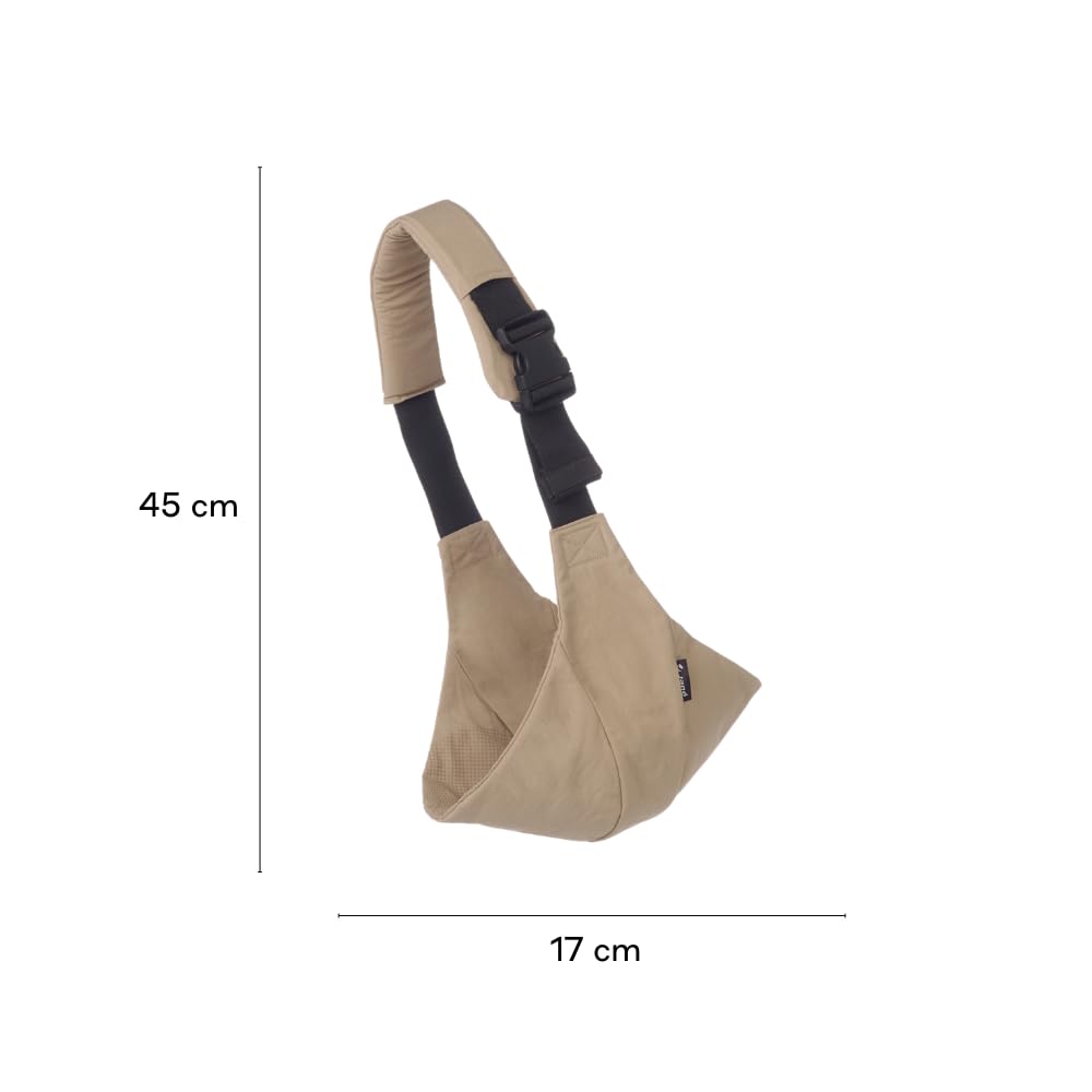 Jané Catch, nosidełko dziecięce z boku, torba do noszenia dla dzieci w wieku od 9 do 48 miesięcy, 100% bawełna, ochrona ramion, regulowana, ergonomiczna, antypoślizgowa, brązowa