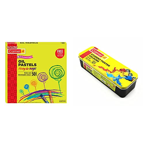 Image of Camel Camlin Kokuyo Oil Pastel (50 Shades) Camlin Kokuyo Student Poster Color - 10ml Each, 14 Shades