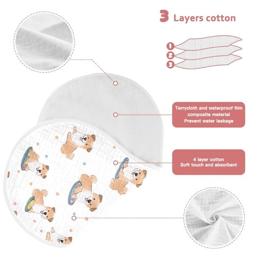 vvfelixl Baby Burp Cloths Cartoon Puppy Playing Happily Baby Newborn Cotton Burping Cloths Set Babys Washcloths 4 Pack3