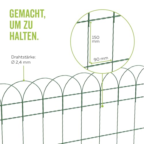 Alberts 611842 Ziergeflecht Rondo | Beeteinfassung, Teichzaun und Gartenzaun | Höhe: 40 cm, Länge: 10 m, Maschenweite: 150 x 90 mm | verzinkt, grün