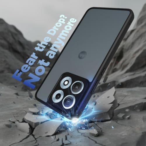 Image of RIGGEAR Shockproof Sleek Hybrid Armor Back Cover Case for Motorola Moto Edge 70 Max 5G (Smoke Black Matte PC + Black TPU Bumper)