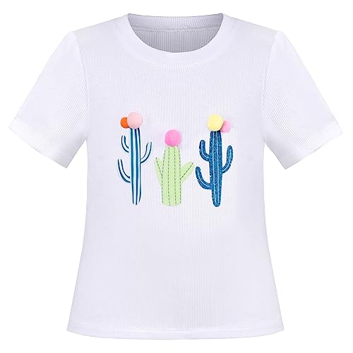 Image of Sunny Fashion Girls Crop Top 3-Pack Rib-Knit Knot Hem Lettuce Trim Basic Casual Short