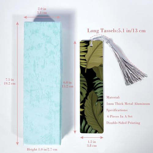 Marque-pages à pompons feuilles tropicales (lot de 6) : le cadeau idéal pour lecteurs passionnés