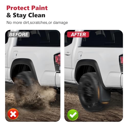 Image of Sunsdrew Mud Flaps for 2016-2023 Toyota Tacoma Accessories Mudguards All Weather Mud Flaps Splash Guards Tacoma Mudflaps No-Drill Front and Rear-Black,4 Pc. (Not fit SR Models)