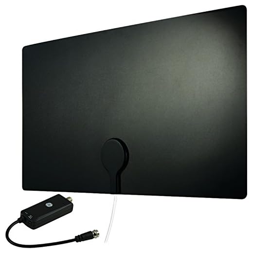 GE Ultra Edge Indoor TV Antenna, 50 Mile Range, Home Decor, Digital, HDTV Antenna, Smart TV Compatible, 4K 1080P VHF UHF, 6ft Coaxial Cable, Amplifier, Signal Booster, 33678