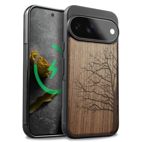 Protection Pixel 11 Pro XL Magnétique Bois Évite les Chutes Coque Noyer Antichoc
