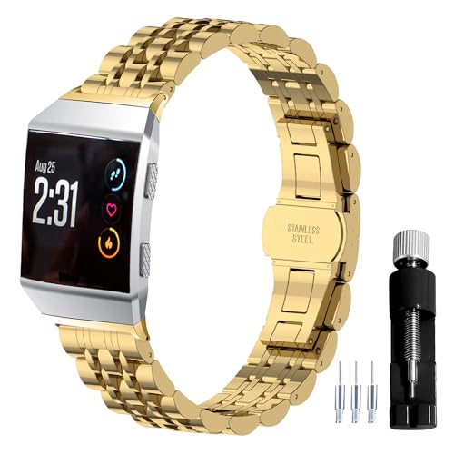 Gheper Correa de reloj de metal de acero inoxidable compatible con Fitbit Ionic Correa de repuesto para mujeres y hombres