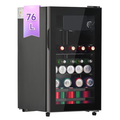 DRIXNO 76L Getränkekühlschrank mit Gefrierfach, für Eis, Fasst 51 Dosen Limonade, Wasser, Bier...