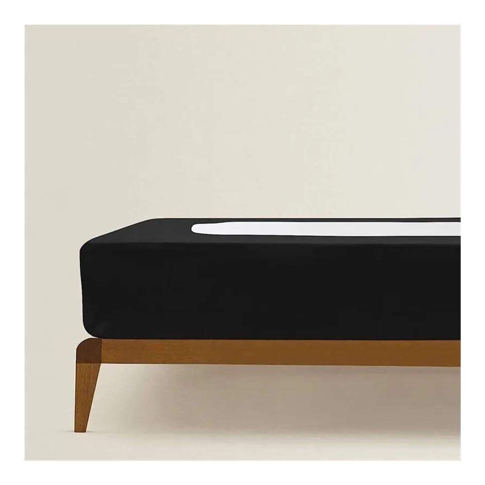 Copertura a molle, extra profonda, in jersey elasticizzato, avvolgente su 4 lati, adatta per letto matrimoniale, matrimoniale, king size (nero, queen size, 152,4 x 203,2 cm)