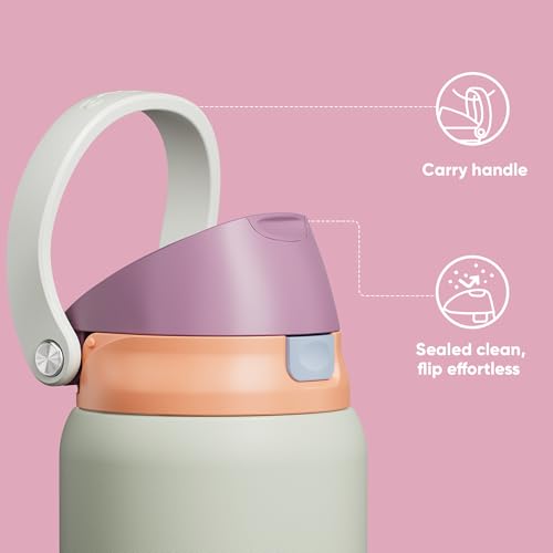 Image of ENCOOL Leakproof Insulated Water Bottle with Straw Dual-Sip Water Bottle Bag-Safe Design for Work, Commute & Gym - Keeps Drinks Cold All Day, 32 oz, Sand Beige