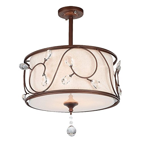 Plafonnier en fer et cristal chambre style American Village rétro