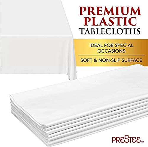 24 White Plastic Tablecloth - 108 X 54 Plastic Table Cloths | Disposable Tablecloths | White Tablecloths | Plastic Table Cover | Disposable Tablecloths For Bbq, Party, Fine Dining, Wedding, Outdoor #TOP2