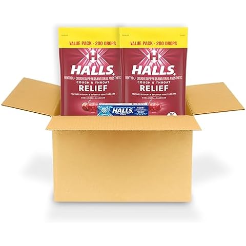 HALLS Relief Cherry Cough Drops, 2 Value Packs + Bonus Cover