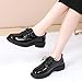QHH Black Oxford Shoes for Women Womens Oxford Shoes Lace-Up Patent Leather Flat Non-Slip Oxfords Shoes Fashion Classic Business Casual Comfortable Dressy Office Work Shoes for Women's Ladies US 7.5