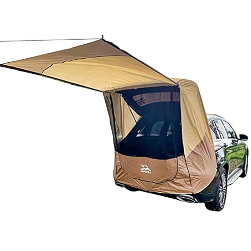 SUV Tailgate Tent with Awning Shade, Hatchback Camping Sunproof Car Tenting with Screen Window, Multi Functional Windproof Gear Tent for Outdoor Camping, Universal Fit Most SUV