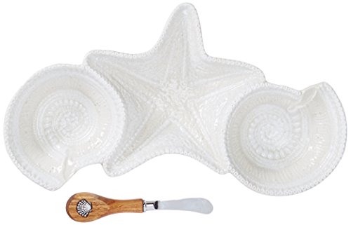 Mud Pie Triple Dip Serving Dish, Off-White