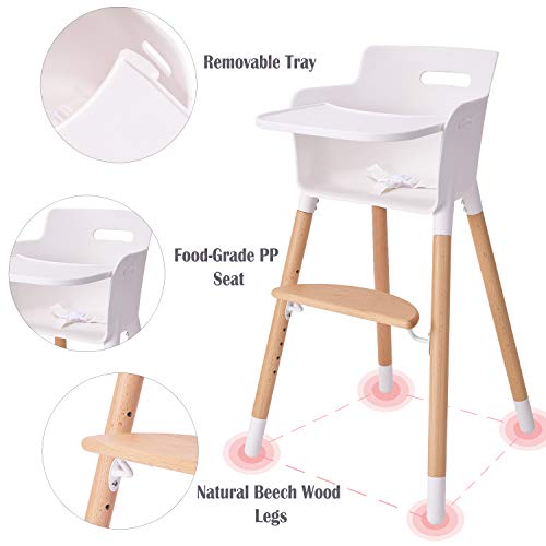 Baby High Chair, Wooden High Chair With Removable Tray And Adjustable Legs For Baby/Infants/Toddlers #TOP3