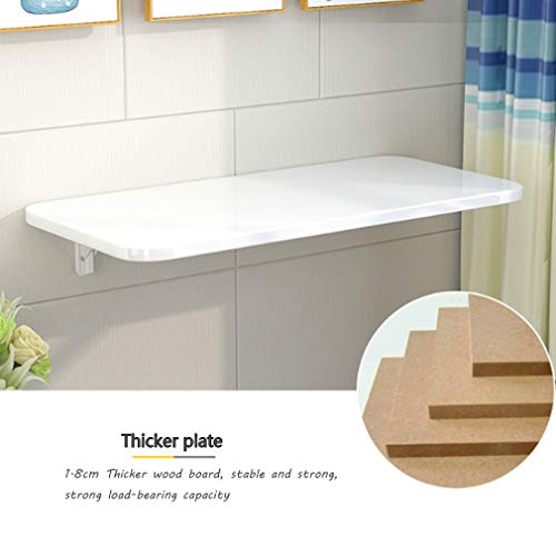 Mesa plegable montada en la pared, escritorio de cocina blanco con 2 soportes, acabado de piano brillante, mesa de pared que ahorra espacio, para oficina en casa, estación de trabajo plegable (39.5 x - imagen 4