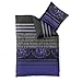 Produktbild CelinaTex Harmony Bettwäsche 155 x 220 cm Mikrofaser Bettbezug Jada Streifen Blumen Schwarz Grau Violett