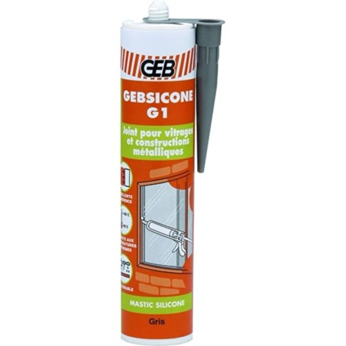 GEB Gebsicone G1 Mastic silicone pour vitrages et constructions métalliques. Excellent adhérence, résiste aux températures extrêmes et aux UV. 310ml - Gris