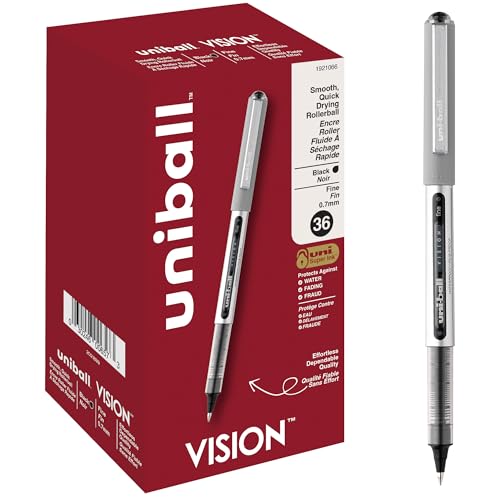 Image of uniball Vision Rollerball Pens, Fine Point (0.7mm), Black, 36 Pack