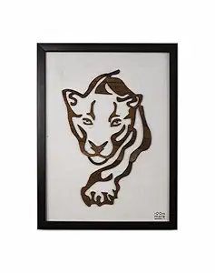 ROOMMATE Pvc Board Tiger Design, Wall Hanging Frame Made Of Laminate Veneer Combination For Home/Office Decor (220 X 300 mm)