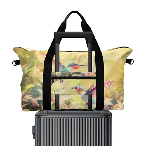 BIGCARJOB Hummingbird Print Overnight Bags for Women Travel Packable Duffel Bag Carry On Bag Large Overnight Duffle Bags for Traveling Camping Hiking2