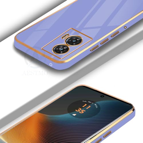 Image of AESTMO Back Case Cover for Moto Edge 50 Fusion 5G Back Cover | Gold Electroplating Chrome | Raised Edges | Super Soft-Touch | Bumper Back Case for Moto Edge 50 Fusion 5G (Gold & Blue)