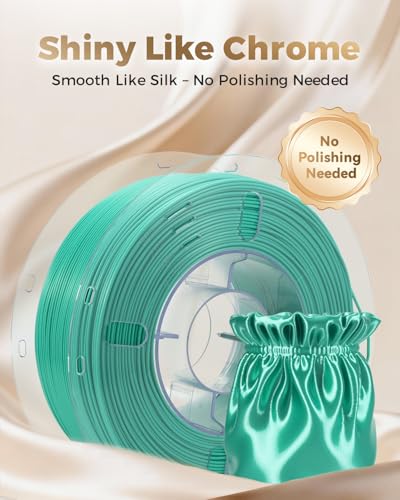 Image of VOXELAB Silk+ PLA Filament 1.75mm, Shiny Chrome-Like Finish with Enhanced Layer Adhesion, 1kg (2.2lbs) for Most FDM 3D Printers, Smooth & Flawless Printing(Light Green)