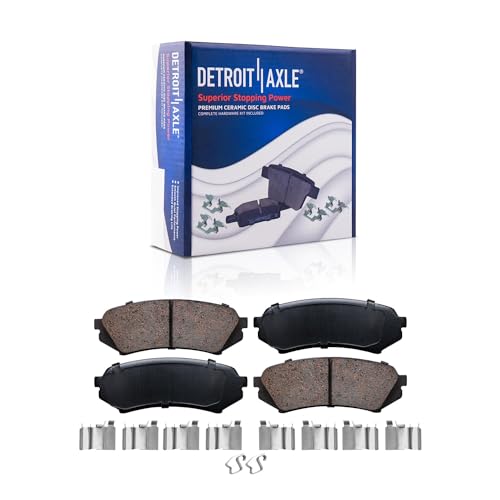 Image of Detroit Axle - Brake Pads for 1998-2007 Lexus LX470 Toyota Land Cruiser, Front and Rear Ceramic Brake Pads w /Hardware 1999 2000 2001 2002 2003 2004 2005 2006 Replacement