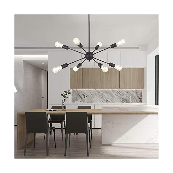 VINLUZ Chandelier Lighting Ceiling Light Sputnik Chandelier Pendant Lighting Industrial Lighting 8 Light Sputnik Ceiling Light Flush Mount Ceiling Light - Image 8