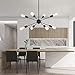 VINLUZ Sputnik Chandelier Black 8-Lights Mid Century Modern Ceiling Light Industrial Pendant Lighting for Kitchen Dining Room Living Room