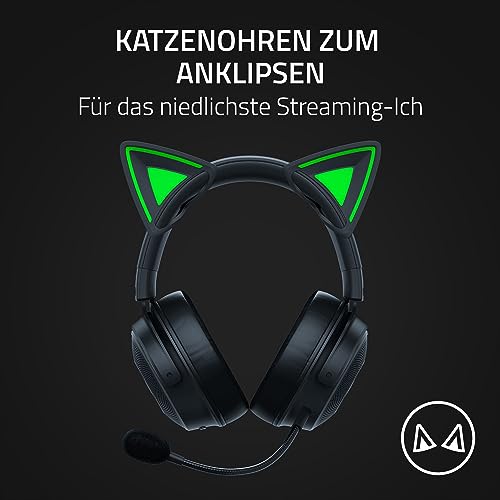 Razer Kitty Ears V2 - Universal Fit Clip-on Kitty Ears für Headsets (Clip-on Kitty Ears, vielseitig, verstellbare Bänder, 26g leichtes Premium-Silikon) Schwarz