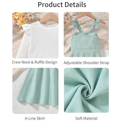 Image of HIHA Little Girls Adjustable Corduroy Pinafore Overall Dress Set Size 6-12