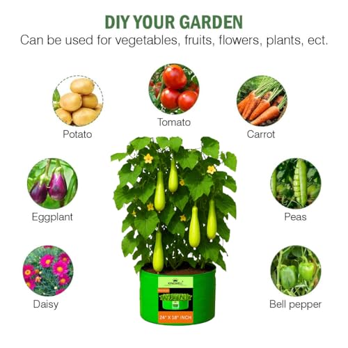 Image of Kingwell Grow Bag 24 X 18 INCH, PACK OF 3 For Terrace Garden Leafy Vegetable Plant Grow Bags Fruits Growing Containers For terrece Gardening (24 X 18 INCH, PACK OF 3)