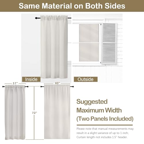 Image of Natural Room Darkening Curtains for Bedroom 78 Inches Long 2 Panels, Thermal Insulated Energy Saving Blackout Curtains for Living Room, Dual Rod Pocket Blackout Drapes, 2x40Wx78L Inches