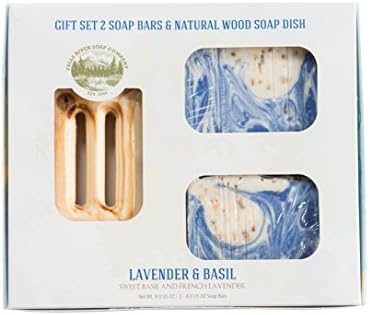 French Lavender Basil Soap Bar -handmade Organic with Essential Oils. Natural Moisturizing Body Soap for Skin and Face. With Shea Butter, Coconut Oil, Natural Glycerin