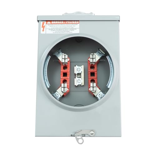 HIITIO 125 Amp Meter Socket, 4 Jaw Meter Base, 600V 3-Wire Ringless Type with Horn Bypass, Overhead/Underground Feed, ANSI C12.7 Compliant for Residential & RV