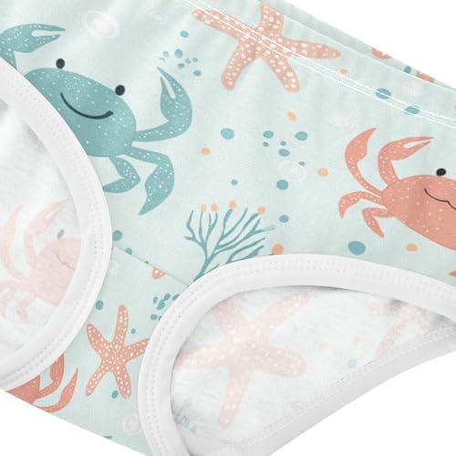 ZZKKO Cute Cartoon Crabs Starfish Girls Underwear Toddler Panties for Girls Comfort Brief Size 2-8T3