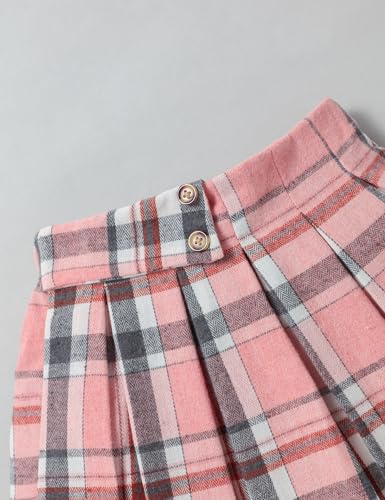 Image of Fuermos Toddler Girl Clothes Puff Sleeve Top and Pleated Girls Plaid Skirt Set 2PCS Girls Outfits Fall Winter