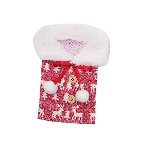 Cabilock Juego De Botellas Navideñas Adornos De Navidad Cubiertas De Vino Tinto De Navidad Adornos De Arbol De Navidad Decoración Traje De Tela De Botella De Vino Piel Artificial Rojo