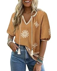 Brown Peasant Blouses for Women