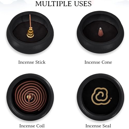 Weihrauchbrenner Keramik, Räuchergefäß Räucherstäbchenhalter, Chinesisch Porzellan Räucherschale mit Feuerfeste Matte und Metall Deckel, Incense Burner für Home Deko Geschenk