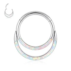 Style6:1pc-Silver+White Opal Double Hoop
